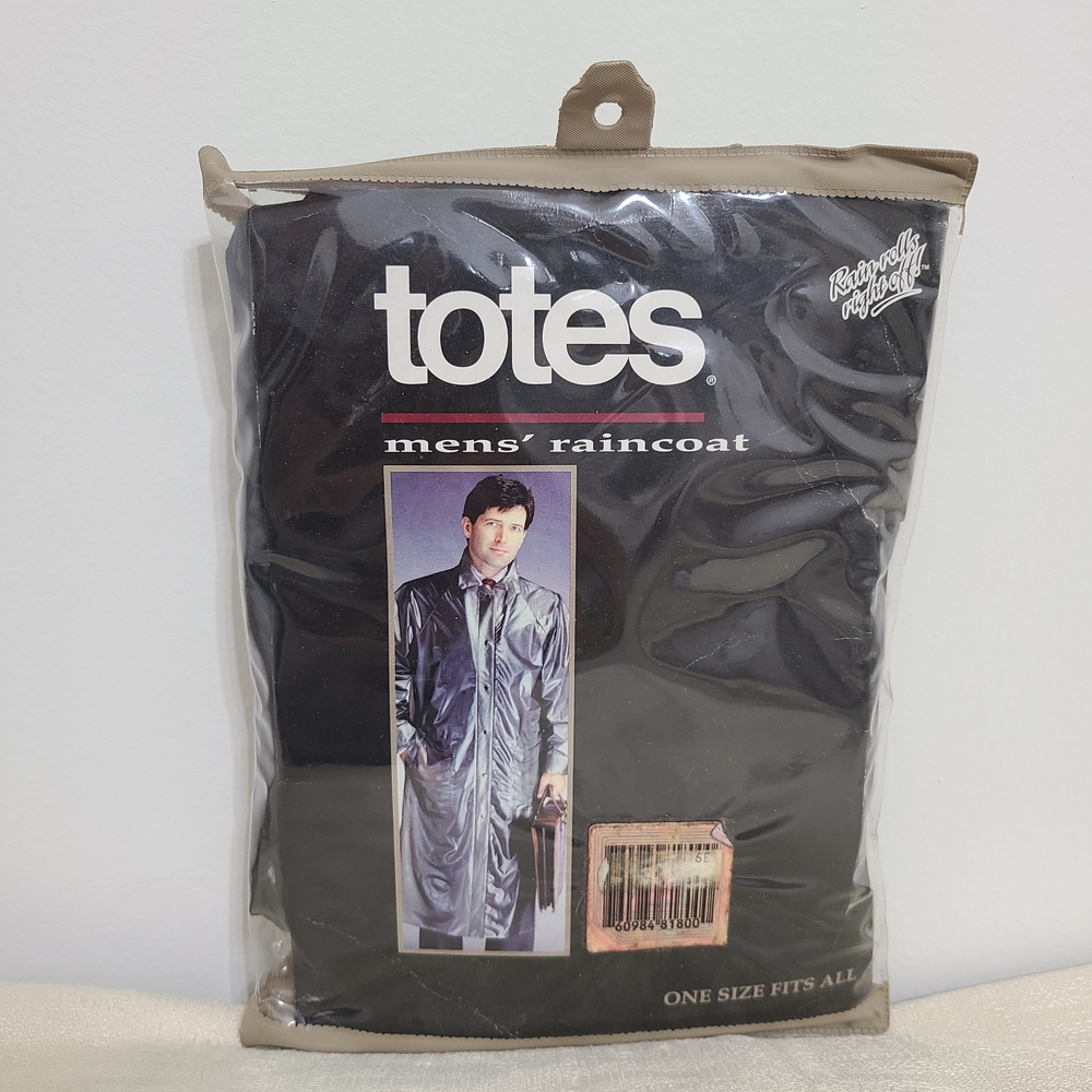 Vintage Totes Men's Black Vinyl Raincoat One Size Fits Most